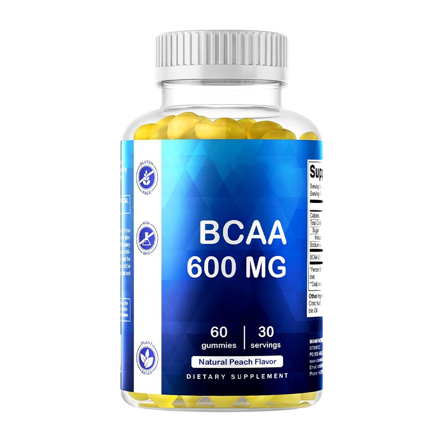 BCAA 600 mg Gummies alimentares Recuperação muscular natural e suporte energético para estilos de vida ativos