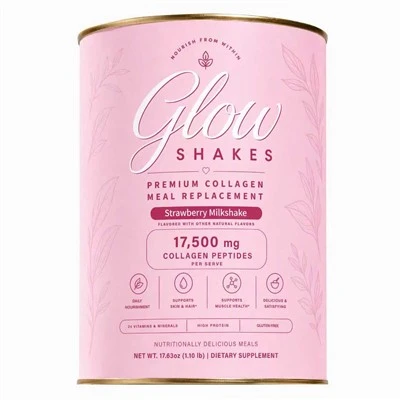Substituição de refeição com colágeno para milkshake de morango
